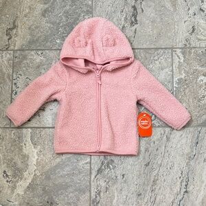 NWT Size 2T Wonder Nation Pink Sherpa Hoodie with Hood Ears